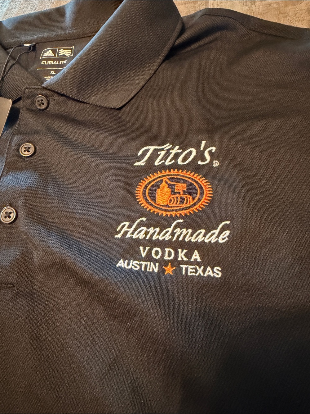 adidas climalite Polo shirt Mens XL Titos Vodka Embroidered Black Golf Polo NWT
